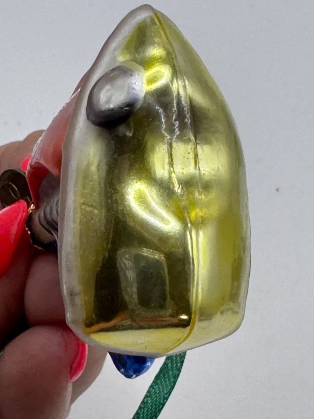 Vintage Dept 56 Tiny Trimmings Glass Sailboat Ornament Red Blue Sails Hand-Paint
